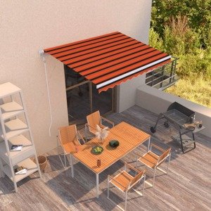 vidaXL Automaticky zaťahovacia markíza 300x250 cm oranžová a hnedá