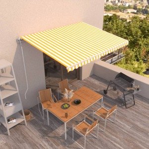 vidaXL Automaticky zaťahovacia markíza 450x300 cm žltá a biela
