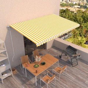 vidaXL Automaticky zaťahovacia markíza 500x300 cm žltá a biela