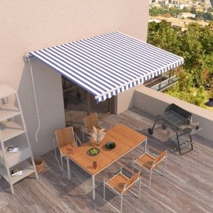 vidaXL Automaticky zaťahovacia markíza 400x350 cm modrá a biela