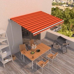 vidaXL Automaticky zaťahovacia markíza 400x350 cm oranžová a hnedá