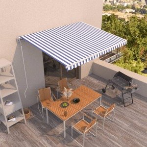 vidaXL Automaticky zaťahovacia markíza 450x350 cm modrá a biela