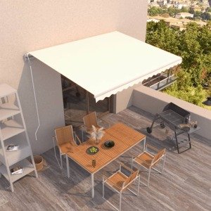 vidaXL Automaticky zaťahovacia markíza 450x350 cm krémová