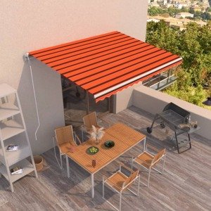 vidaXL Automaticky zaťahovacia markíza 450x350 cm oranžová a hnedá