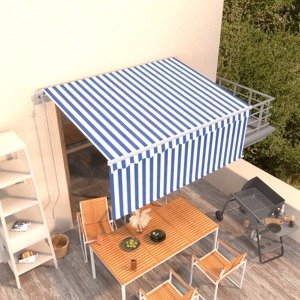 vidaXL Automatická markíza s tienidlom 3x2,5 m modro-biela