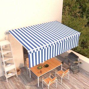 vidaXL Automatická markíza s tienidlom 5x3 m modro-biela