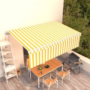 vidaXL Automatická markíza s tienidlom 5x3 m žlto-biela