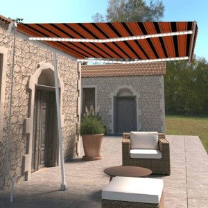 vidaXL Ručne zaťahovacia markíza s LED 300x250 cm oranžovo-hnedá