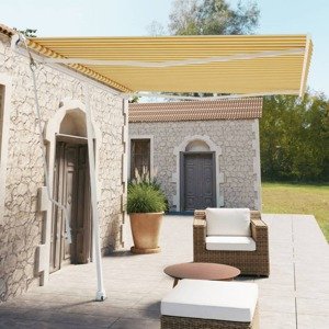 vidaXL Samostatne stojaca automatická markíza 300x250 cm žlto-biela