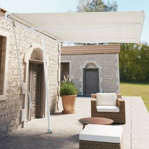 vidaXL Samostatne stojaca automatická markíza 350x250 cm krémová
