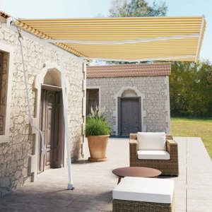vidaXL Samostatne stojaca automatická markíza 350x250 cm žlto-biela