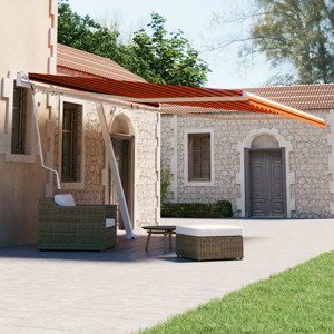 vidaXL Samostatne stojaca automatická markíza 450x300cm oranžovo-hnedá