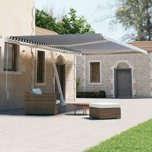 vidaXL Samostatne stojaca automatická markíza 500x300 cm modro-biela