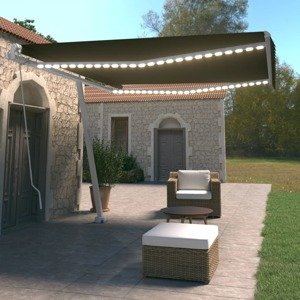 vidaXL Ručne zaťahovacia markíza s LED 400x350 cm antracitová