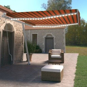 vidaXL Ručne zaťahovacia markíza s LED 400x350 cm oranžovo-hnedá