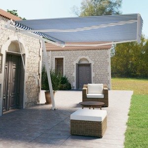 vidaXL Samostatne stojaca automatická markíza 450x350 cm modro-biela