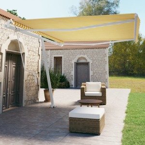 vidaXL Samostatne stojaca automatická markíza 450x350 cm žlto-biela