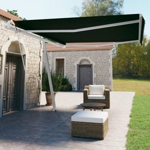 vidaXL Samostatne stojaca automatická markíza 450x350 cm antracitová