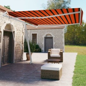 vidaXL Samostatne stojaca ručná markíza 450x350 cm oranžovo-hnedá