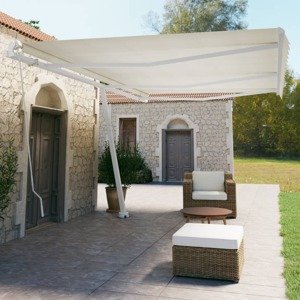 vidaXL Samostatne stojaca ručne zaťahovacia markíza 600x350 cm krémová