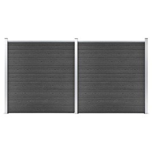 vidaXL Sada plotových panelov WPC 353x186 cm čierna