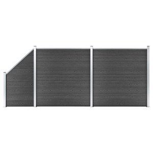 vidaXL Sada plotových panelov WPC 446x(105-186) cm čierna