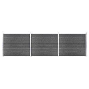 vidaXL Sada plotových panelov WPC 526x146 cm čierna