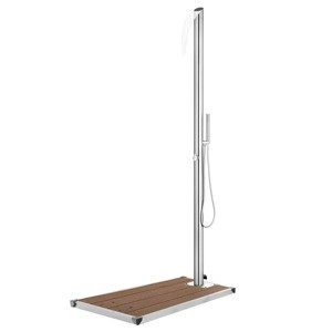 vidaXL Záhradná sprcha s hnedým podstavcom 225 cm nehrdzavejúca oceľ
