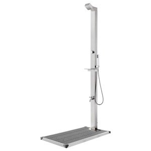 vidaXL Záhradná sprcha so sivým podstavcom 225 cm nehrdzavejúca oceľ