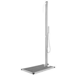 vidaXL Záhradná sprcha so sivým podstavcom 225 cm nehrdzavejúca oceľ