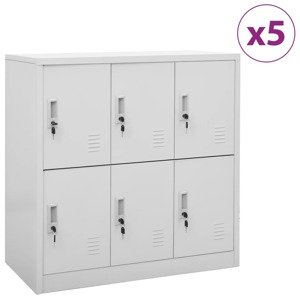 vidaXL Uzamykacie skrinky 5 ks bledosivé 90x45x92,5 cm oceľové
