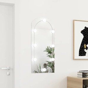 vidaXL Zrkadlo s LED svetlami 90x45 cm sklenené oblúkové