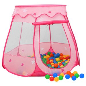 vidaXL Detský stan na hranie s 250 loptičkami ružový 102x102x82 cm