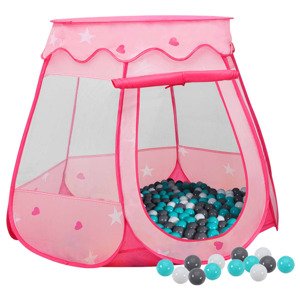 vidaXL Detský stan na hranie s 250 loptičkami ružový 102x102x82 cm