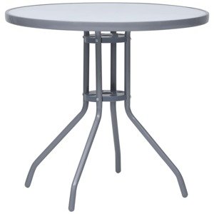 vidaXL Záhradný stôl bledosivý 80 cm oceľ a sklo