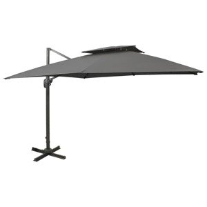 vidaXL Závesný záhradný slnečník, dvojitá strieška 300x300cm, antracit