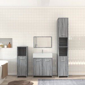vidaXL 4-dielna sada kúpeľňového nábytku sivá sonoma spracované drevo