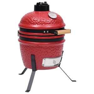 vidaXL 2 v 1 Kamado gril s udiarňou keramika 56 cm červený