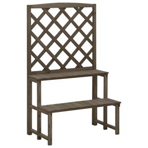 vidaXL Podstavec na kvetináč s mriežkou sivý 70x42x115 cm jedľový masív