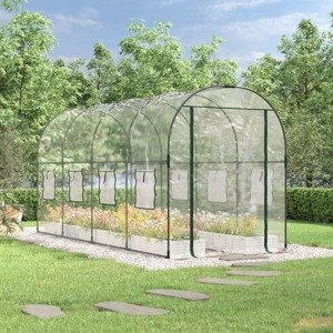 vidaXL Skleník priehľadný 160x400x190 cm PVC a práškovaná oceľ