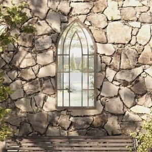 vidaXL Záhradné zrkadlo pieskové 100x45 cm exteriérové železo