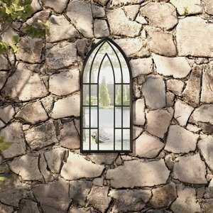 vidaXL Záhradné zrkadlo čierne 70x30 cm exteriérové železo