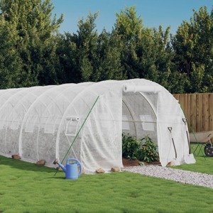 vidaXL Fóliovník s oceľovým rámom biely 24 m² 8x3x2 m