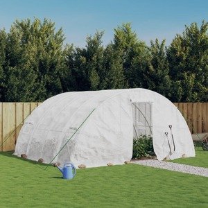 vidaXL Fóliovník s oceľovým rámom biely 20 m² 5x2x2,3 m
