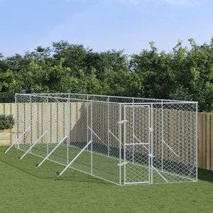 vidaXL Vonkajší koterec pre psov strieborný 2x10x2 m pozinkovaná oceľ