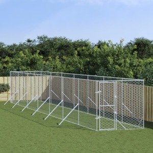vidaXL Vonkajší koterec pre psov strieborný 2x14x2 m pozinkovaná oceľ