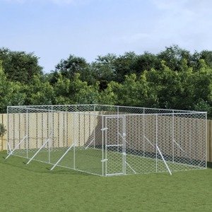 vidaXL Vonkajší koterec pre psov strieborný 4x8x2 m pozinkovaná oceľ