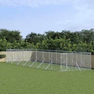 vidaXL Vonkajší koterec pre psov strieborný 4x16x2 m pozinkovaná oceľ