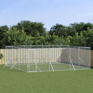 vidaXL Vonkajší koterec pre psov strieborný 6x6x2 m pozinkovaná oceľ