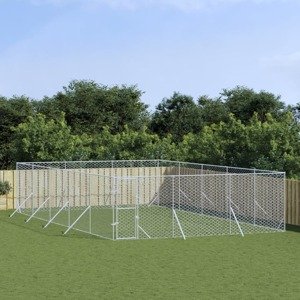 vidaXL Vonkajší koterec pre psov strieborný 6x10x2 m pozinkovaná oceľ